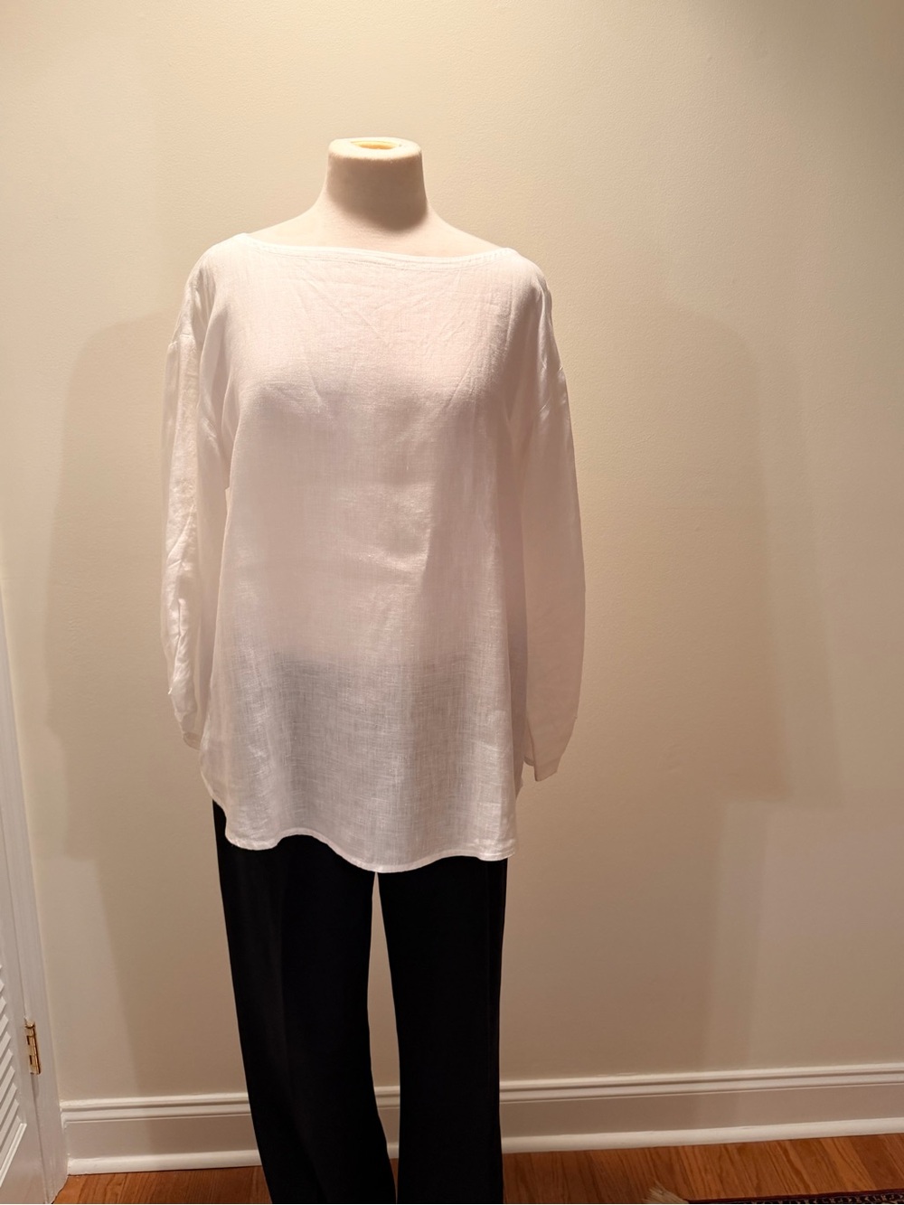 Eileen Fisher White Boatneck Linen Tunic